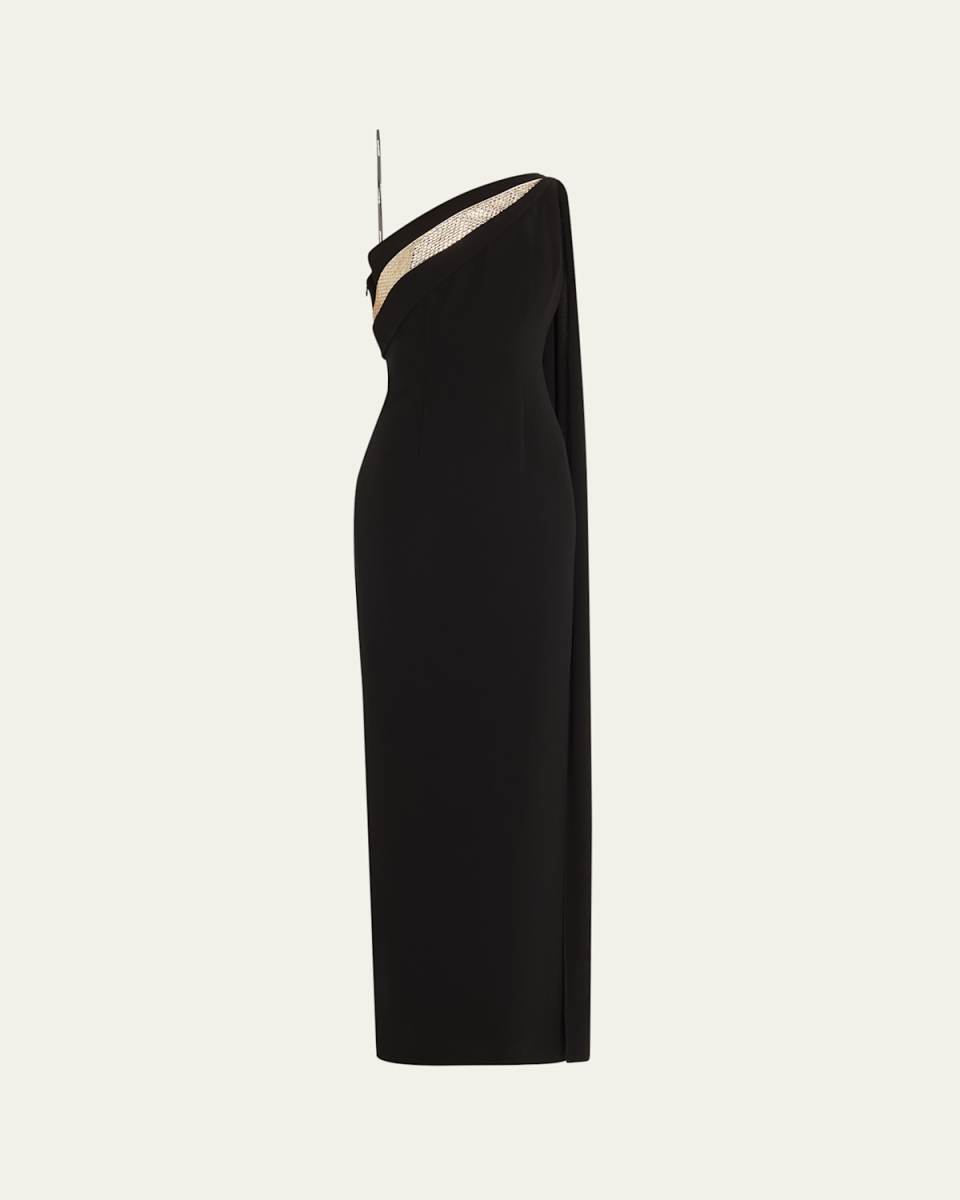 One-Shoulder Diamante Column Gown